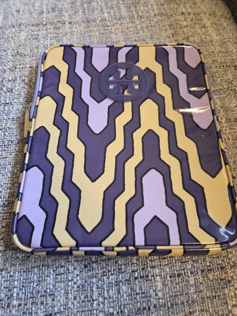 Tory Burch Purple and Yellow Geometric Tablet Sleeve